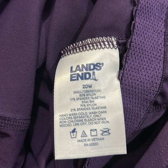 Lands End Women's Smoothing Control High Neck Tankini Swimsuit Top Purple 20W - Picture 6 of 10